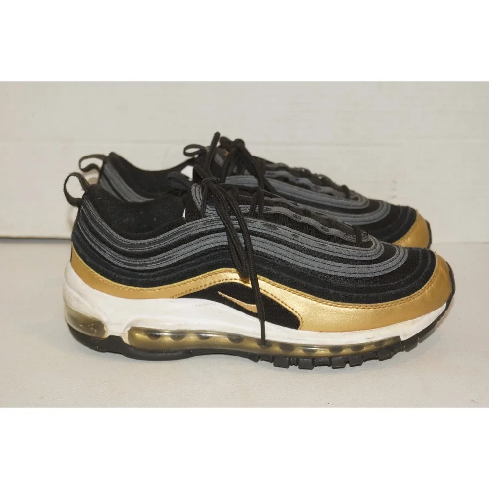 Nike Air Max 97 GS Black Metallic Gold Size 5.5Y (921522-014)